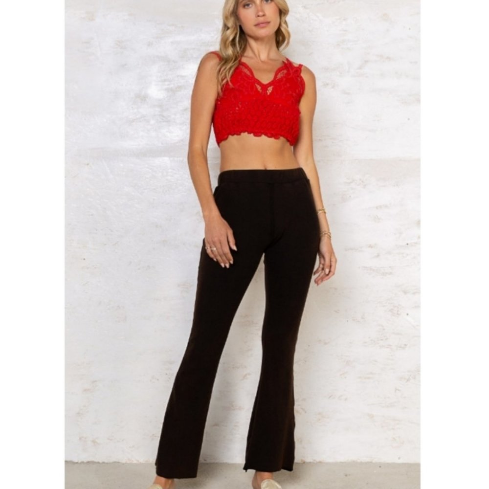 38289 POL Flared Stretchy Pants Black - Picture 1 of 4
